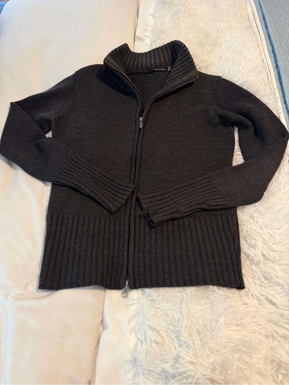 Smartwool Men’s full-zip ribbed cardigan sweater Size S merino wool